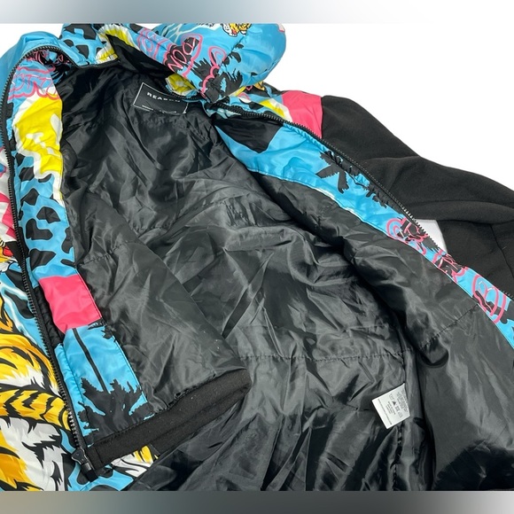 Reason Brand All Over Y2K Print Zip Up Hoodie Jacket Size Medium - Picture 5 of 5